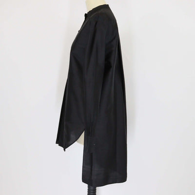 Christian Dior Black Textured Silk Bee Logo Embroidered Tunic Long Blouse