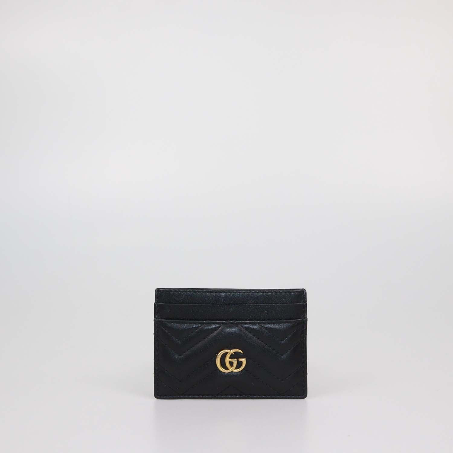 Gucci Black Matelasse Leather GG Marmont Card Holder