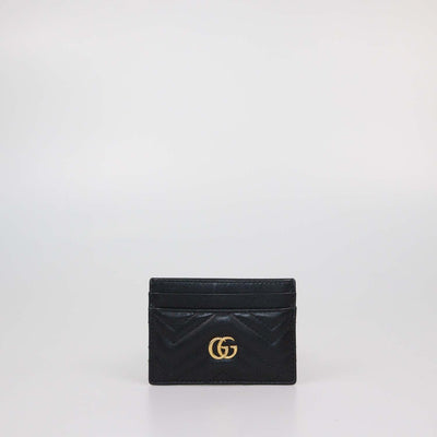 Gucci Black Matelasse Leather GG Marmont Card Holder
