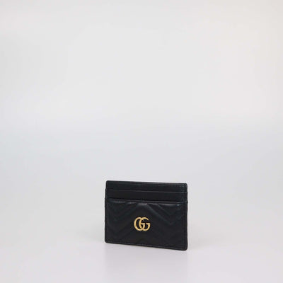 Gucci Black Matelasse Leather GG Marmont Card Holder