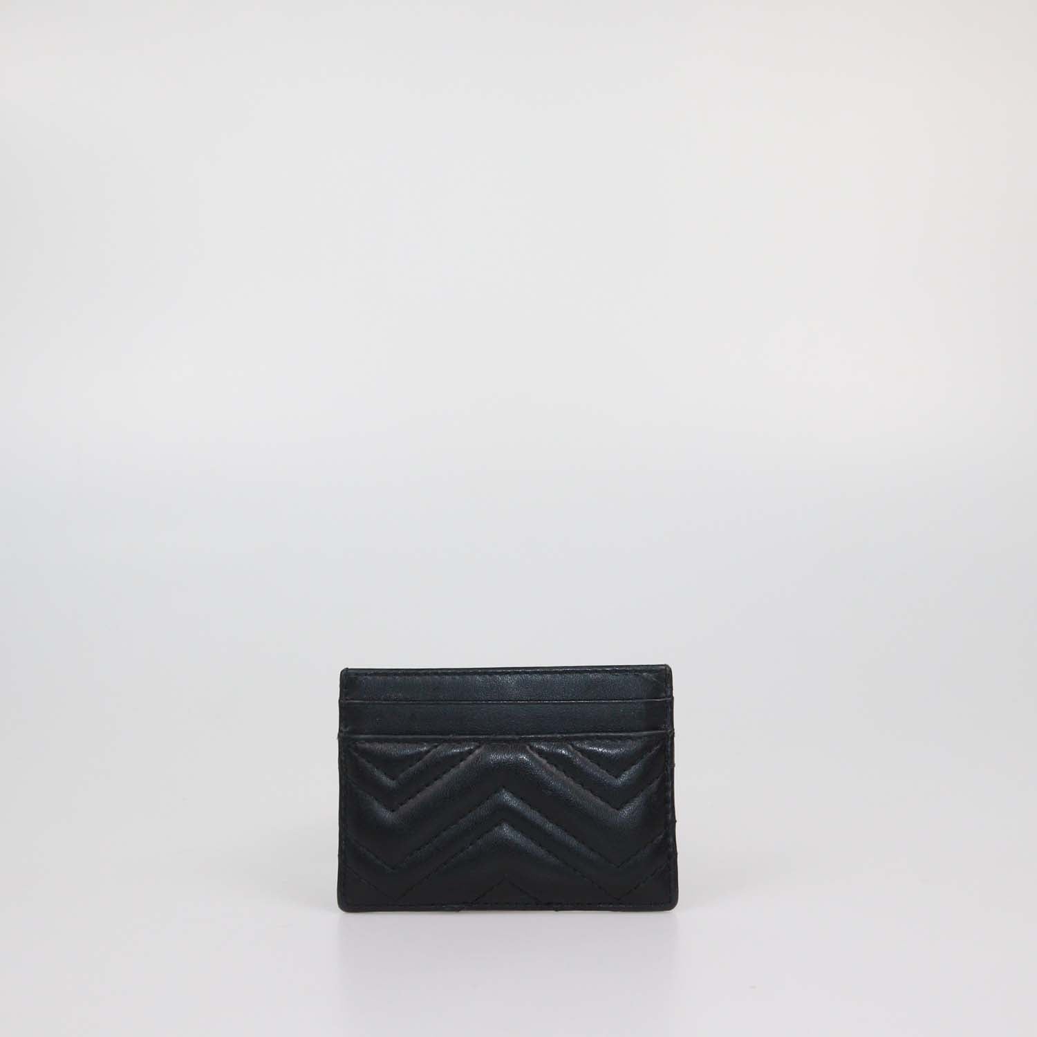 Gucci Black Matelasse Leather GG Marmont Card Holder