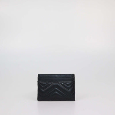 Gucci Black Matelasse Leather GG Marmont Card Holder