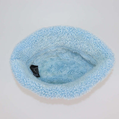 Prada Black/Blue Nylon and Sheep Fur Bucket Hat