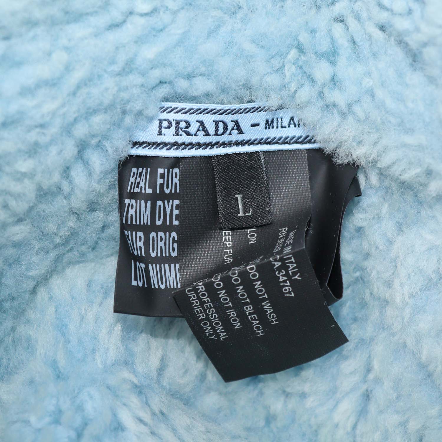Prada Black/Blue Nylon and Sheep Fur Bucket Hat
