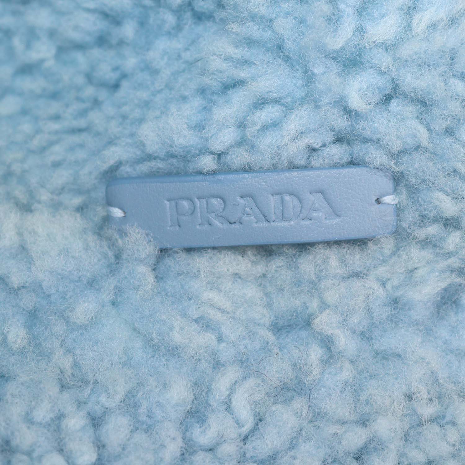 Prada Black/Blue Nylon and Sheep Fur Bucket Hat