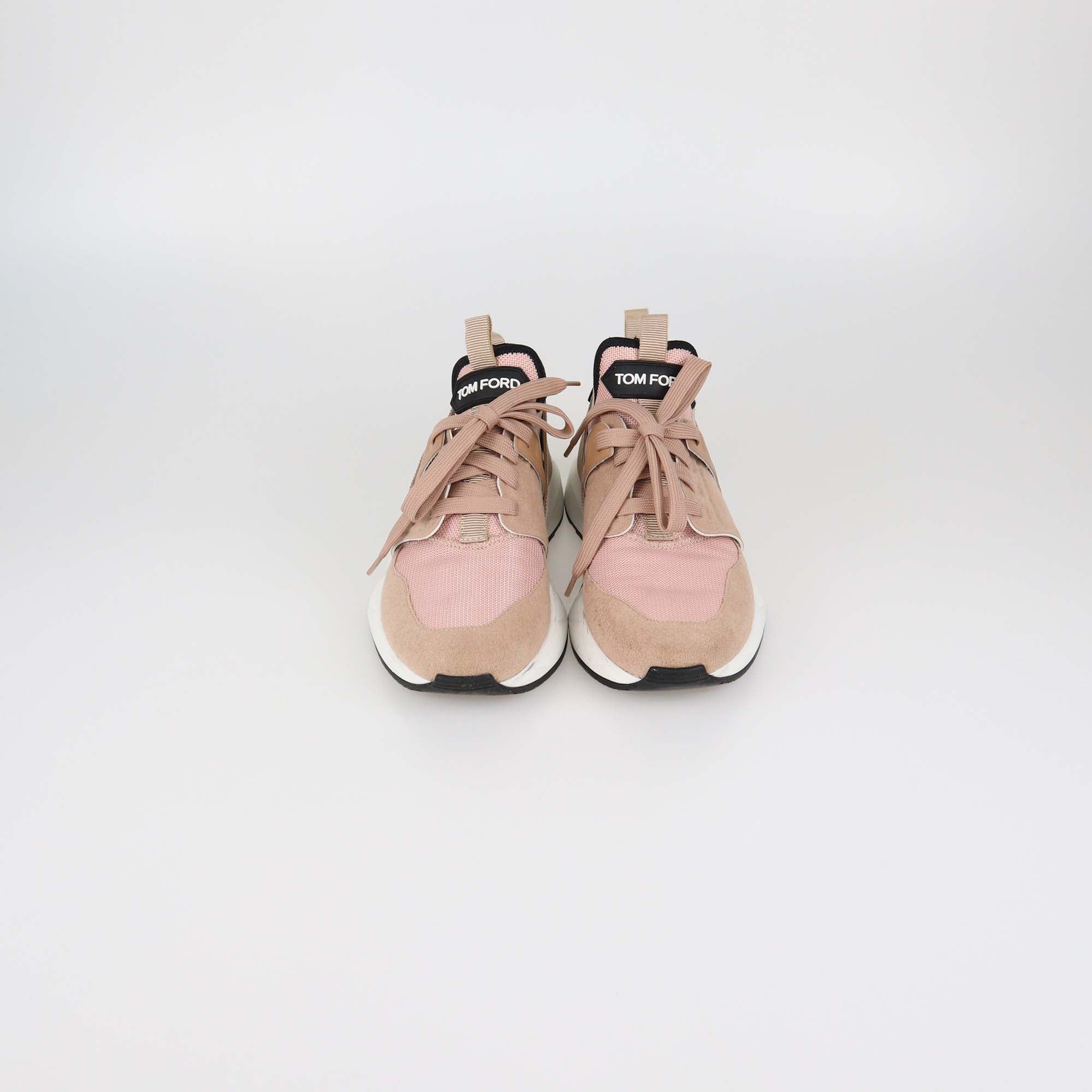 Tom Ford Pink Suede Leather Mesh Jago Sneakers