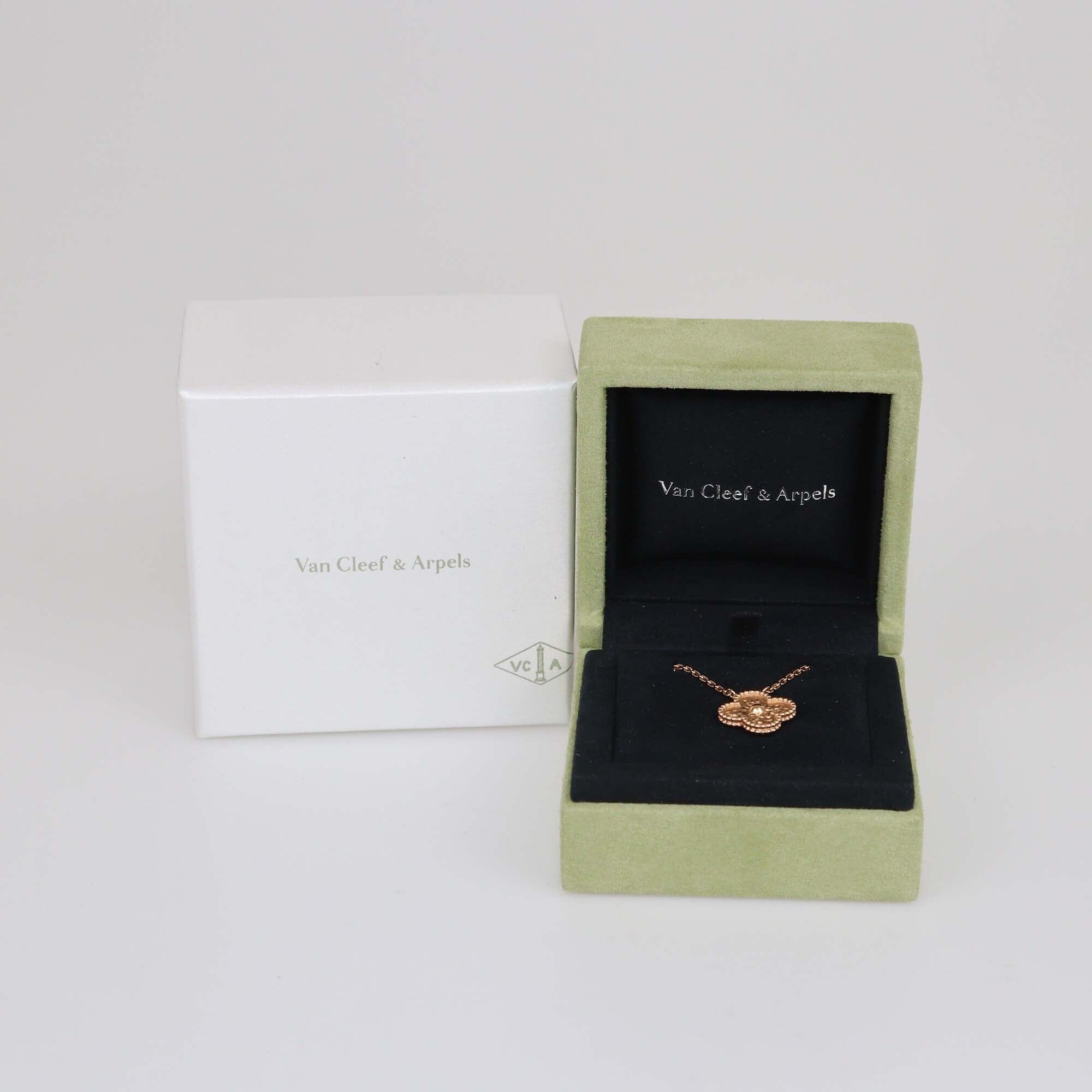 Van Cleef & Arpels Vintage Alhambra 18k Rose Gold Necklace Womens Van Cleef & Arpels 