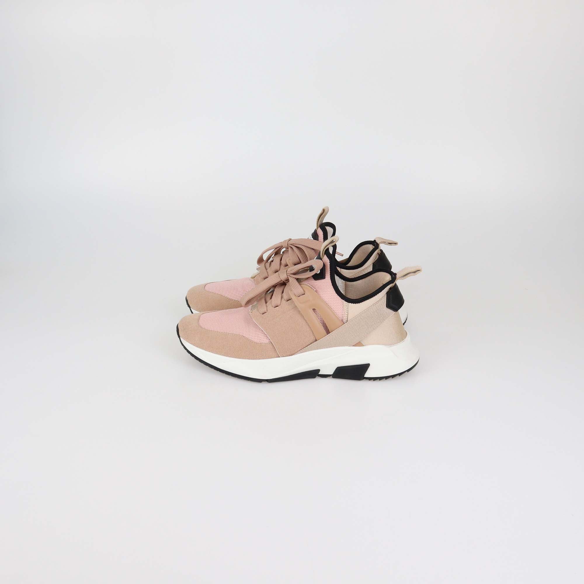 Tom Ford Pink Suede Leather Mesh Jago Sneakers