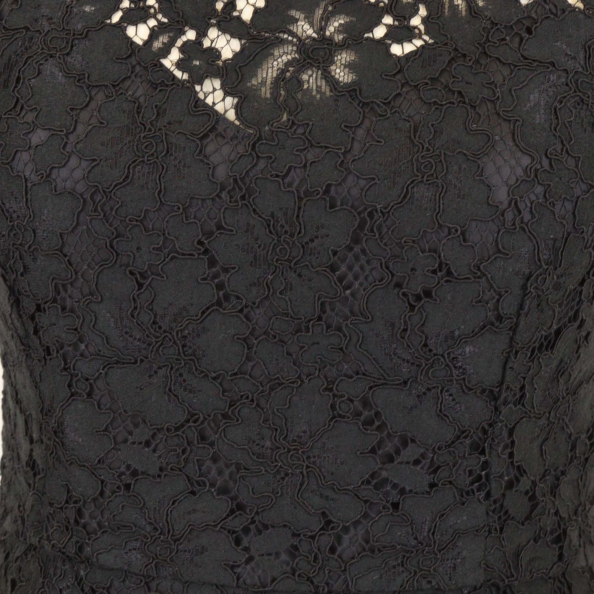 Sandro Black Lace Floral Blend Cotton Sleeveless Backless Dress