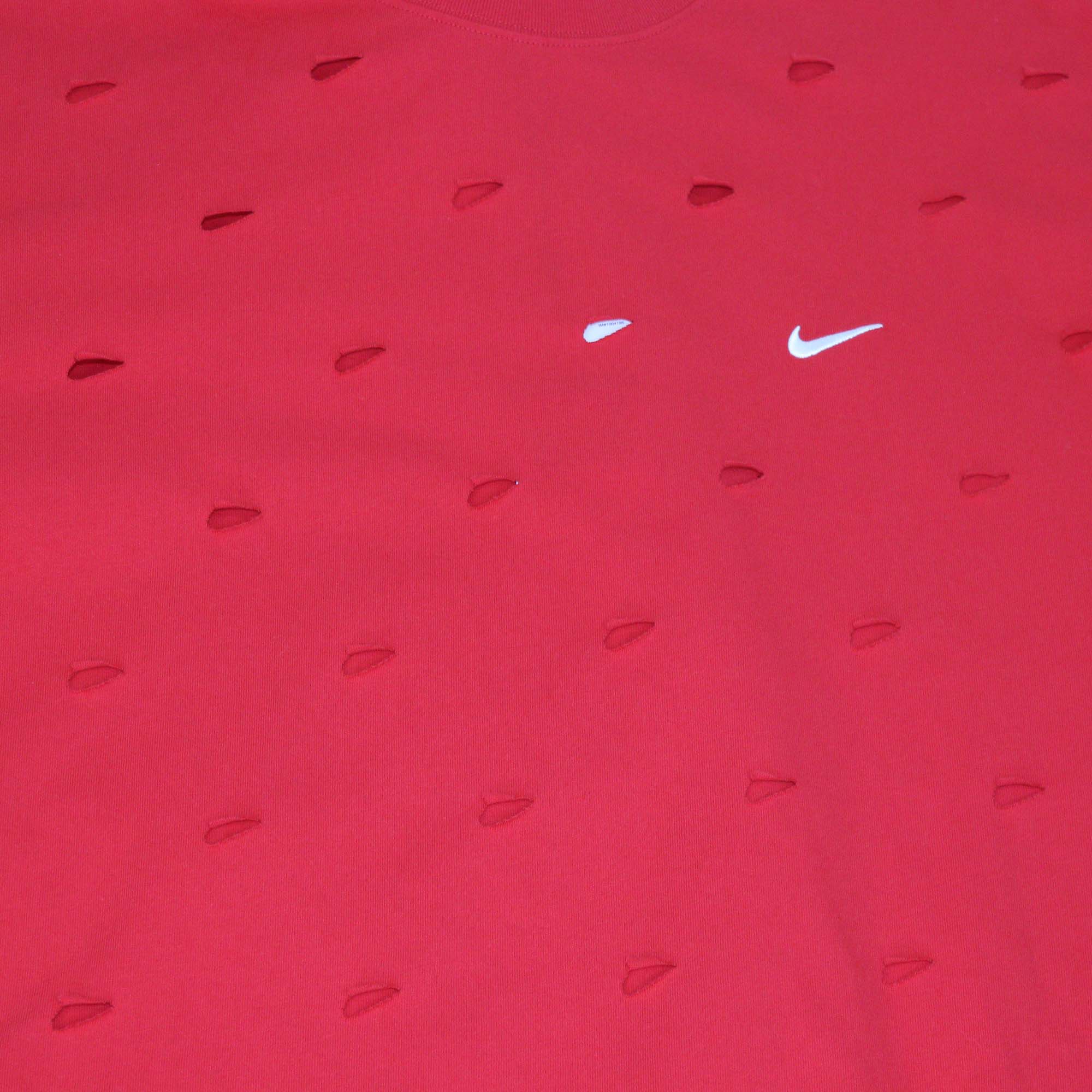 Nike x Jacquemus Red Cotton Cut Out Swoosh Sweat T-Shirt & Pants Set