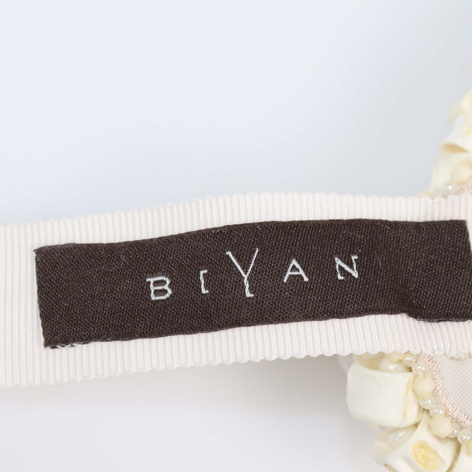 Biyan Off-White Embroidered Sequin and Crystal Embellished Tie Necklace