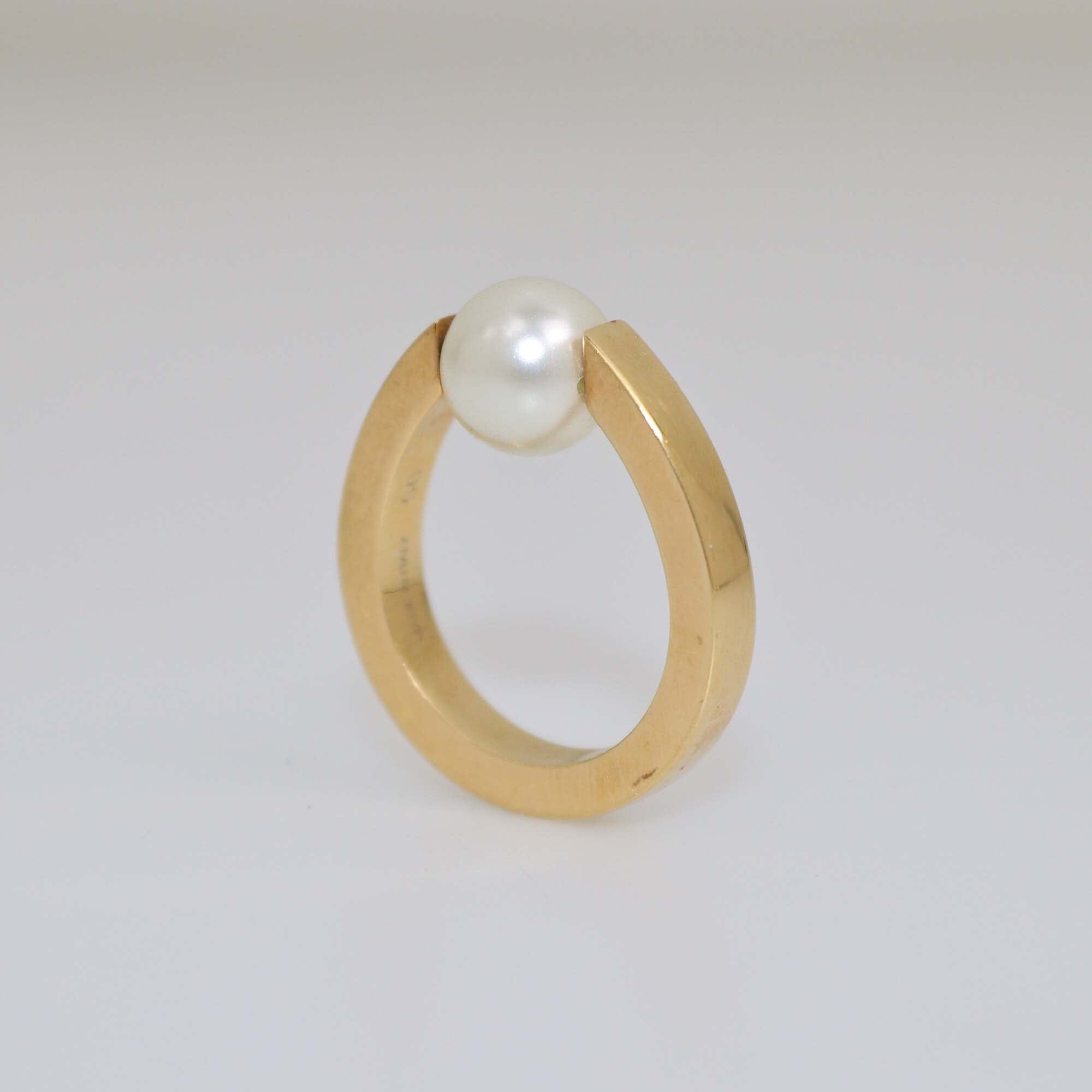 Chloe Faux Pearl Gold Tone Ring Womens Chloe 