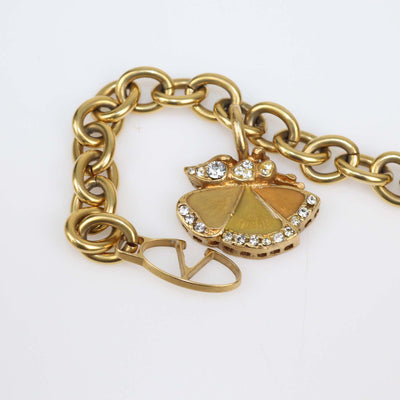 Valentino Gold Tone Metal Crystal Bug Charm Chain Belt
