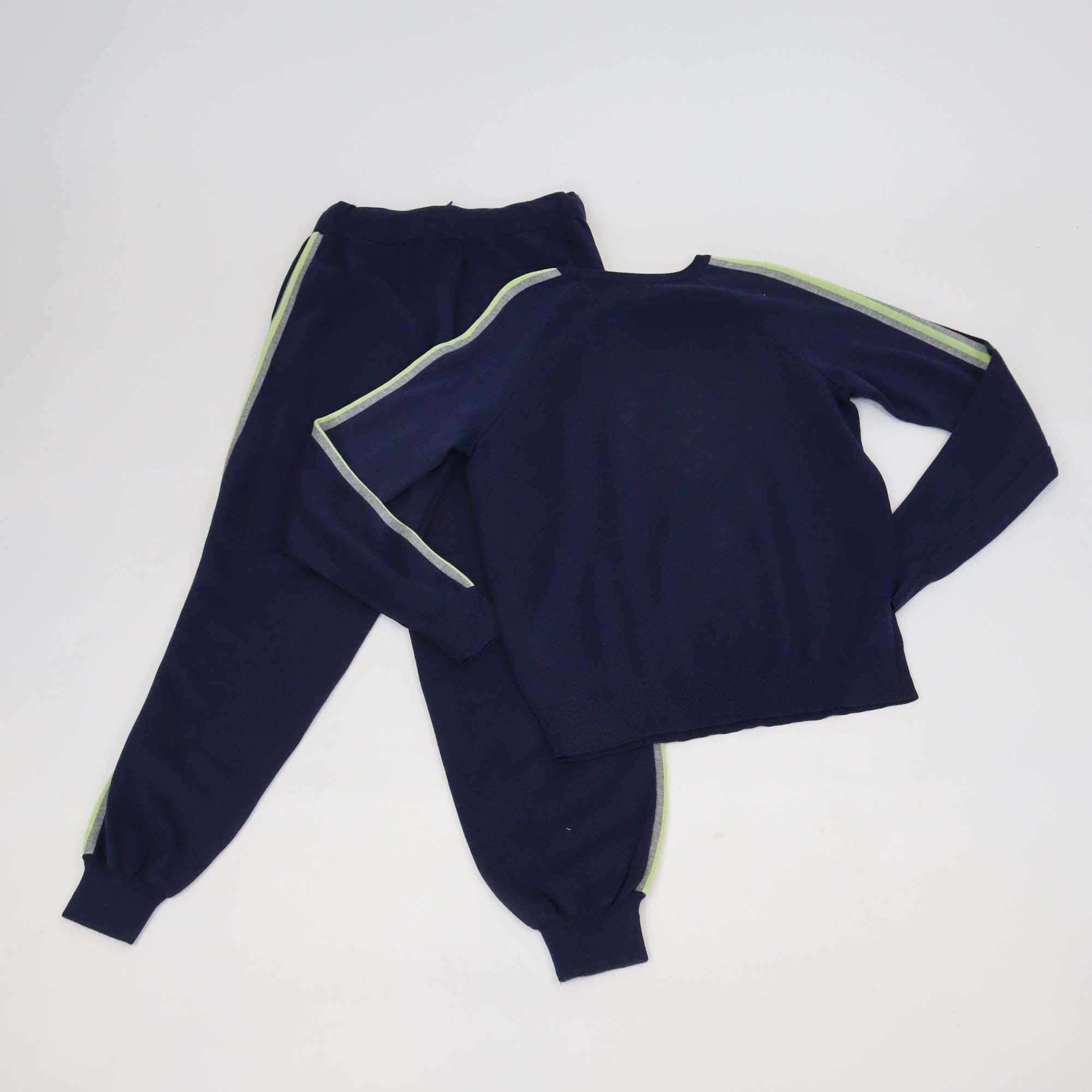 Olivia von Halle Navy Blue Silk Cashmere Blend Sweater & Track Pants Set