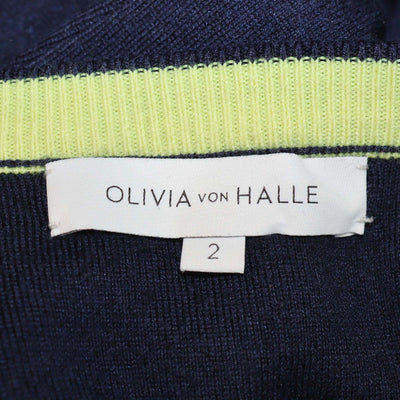 Olivia von Halle Navy Blue Silk Cashmere Blend Sweater & Track Pants Set
