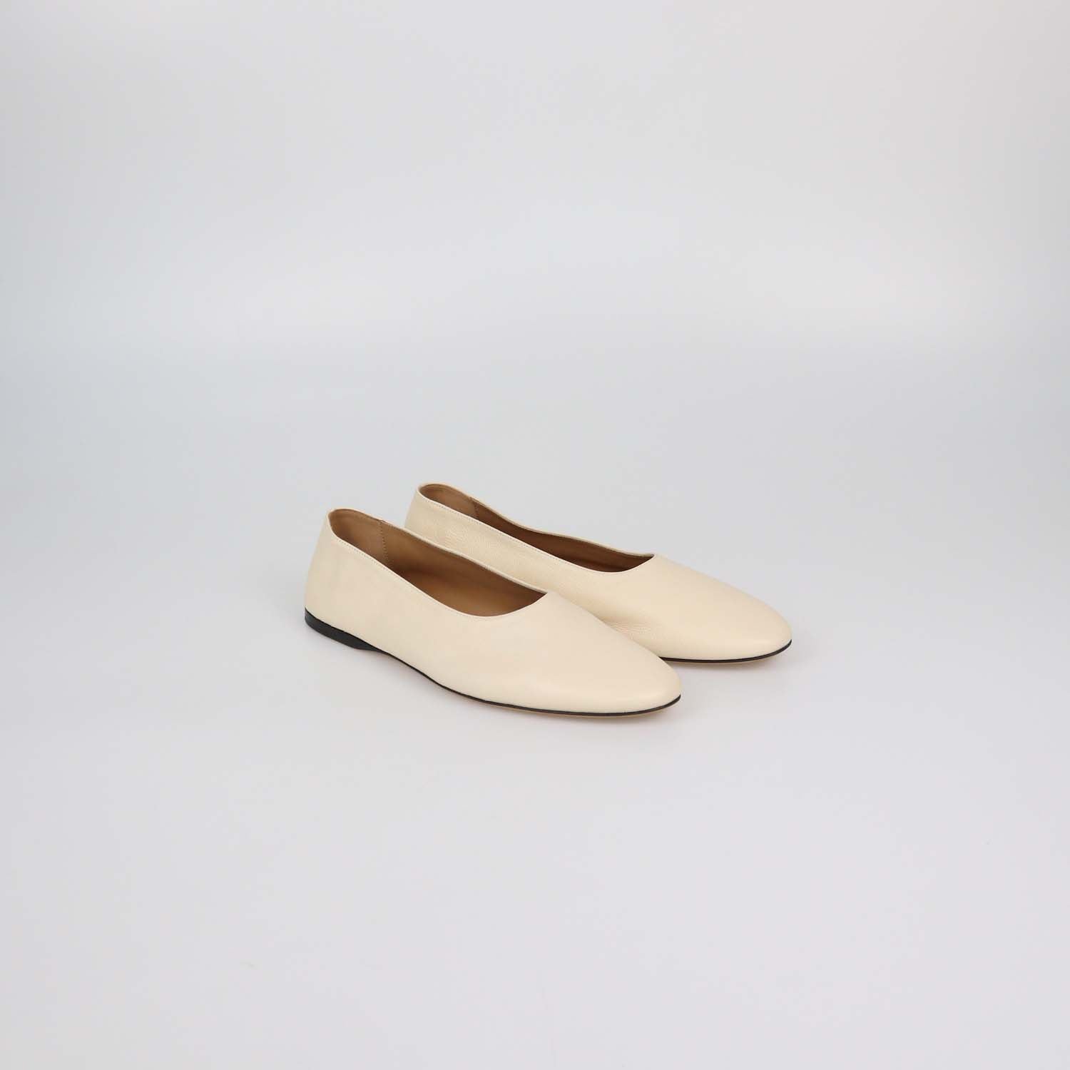 The Row Cream Leather Awar Ballet Flats
