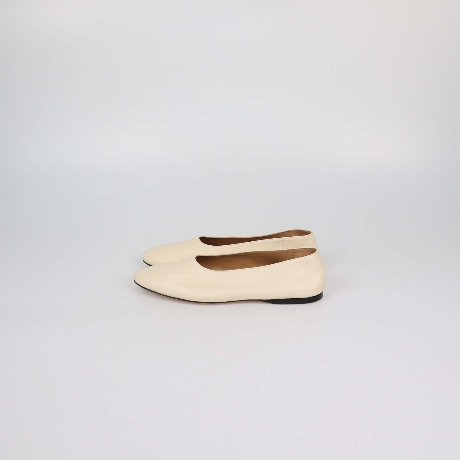 The Row Cream Leather Awar Ballet Flats