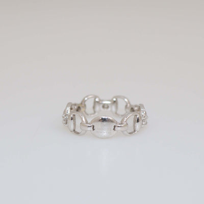 Gucci 18k White Gold Diamond Horsebit Ring Womens Gucci 