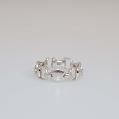 Gucci 18k White Gold Diamond Horsebit Ring Womens Gucci 