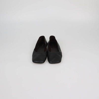 The Row Black Leather Square Ballet Flats