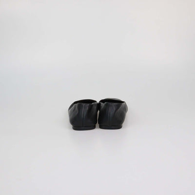 The Row Black Leather Square Ballet Flats