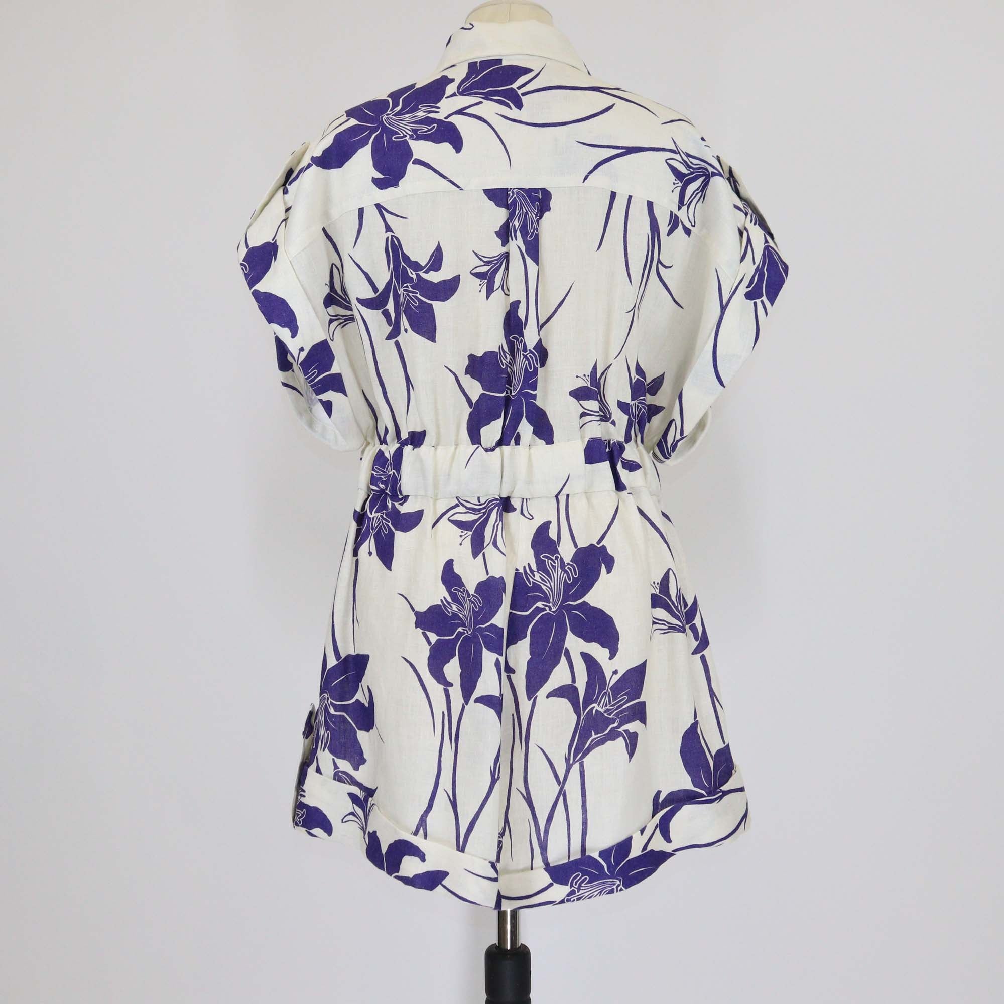 Zimmermann White/Blue Floral- Print Linen Acadian Romper