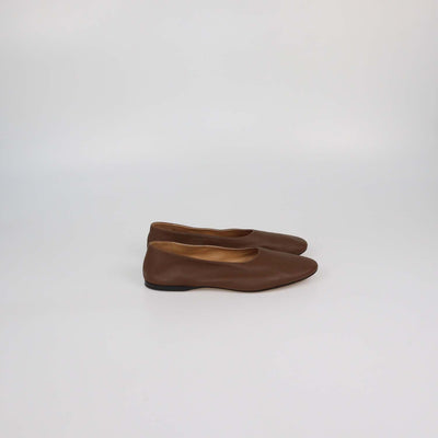 The Row Brown Leather Awar Ballet Flats
