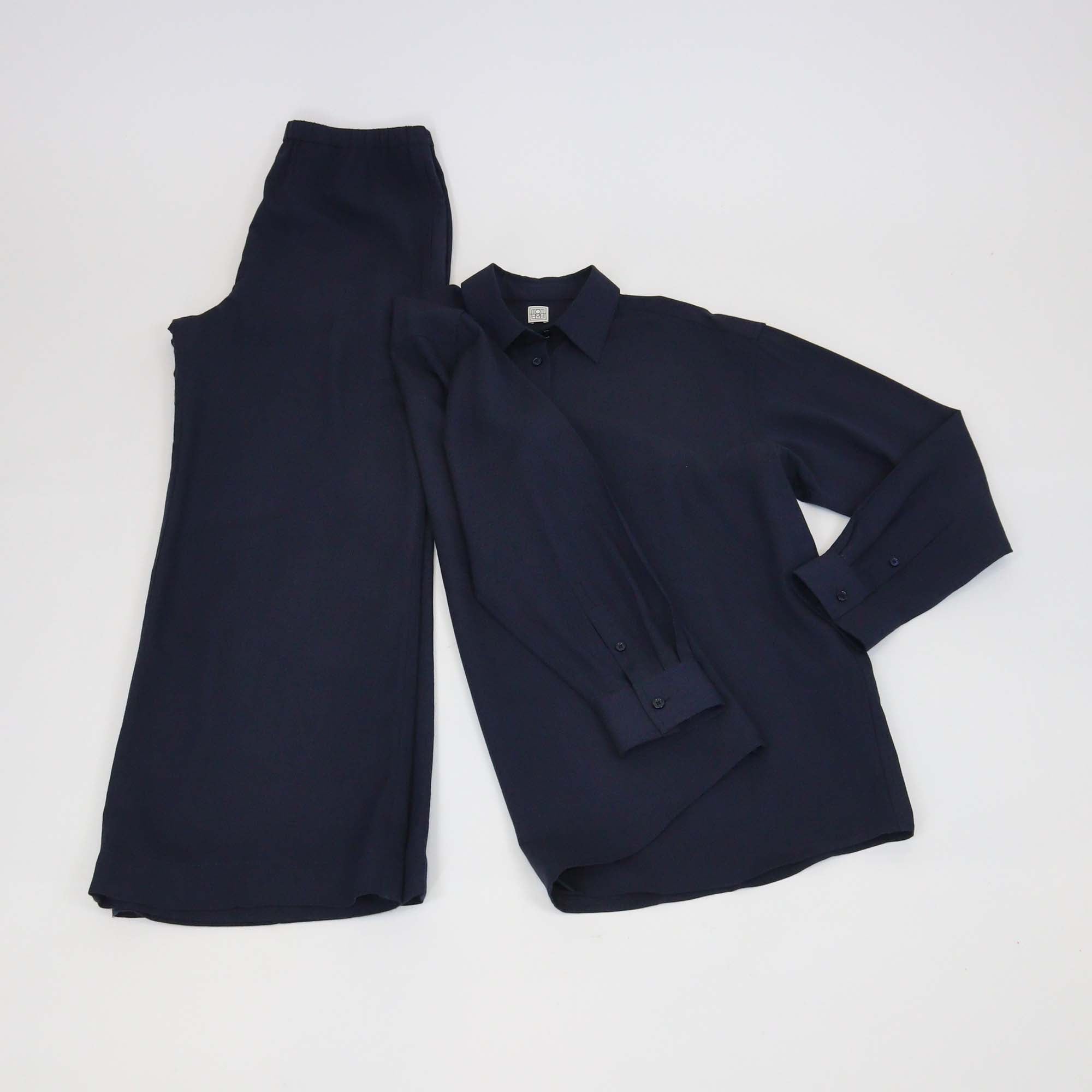 Toteme Navy blue Viscose Classic Fluid Shirt & Pants Set