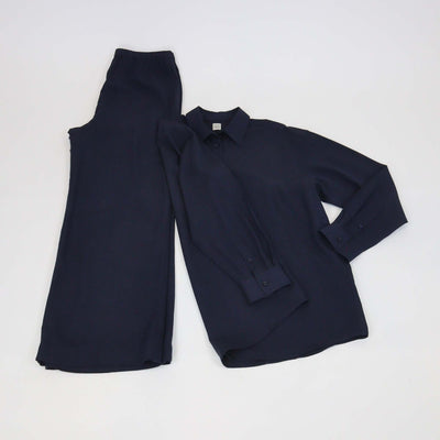 Toteme Navy blue Viscose Classic Fluid Shirt & Pants Set
