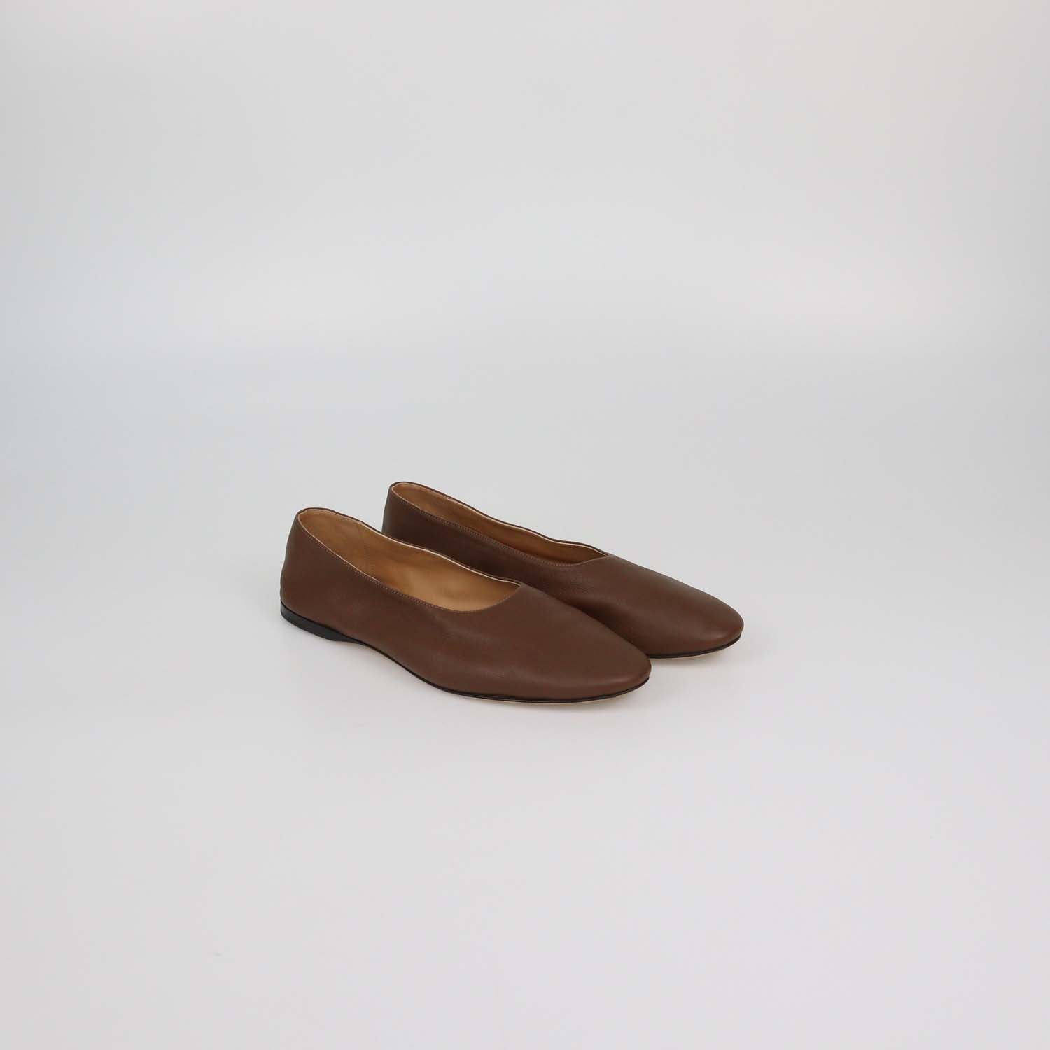The Row Brown Leather Awar Ballet Flats