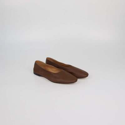 The Row Brown Leather Awar Ballet Flats
