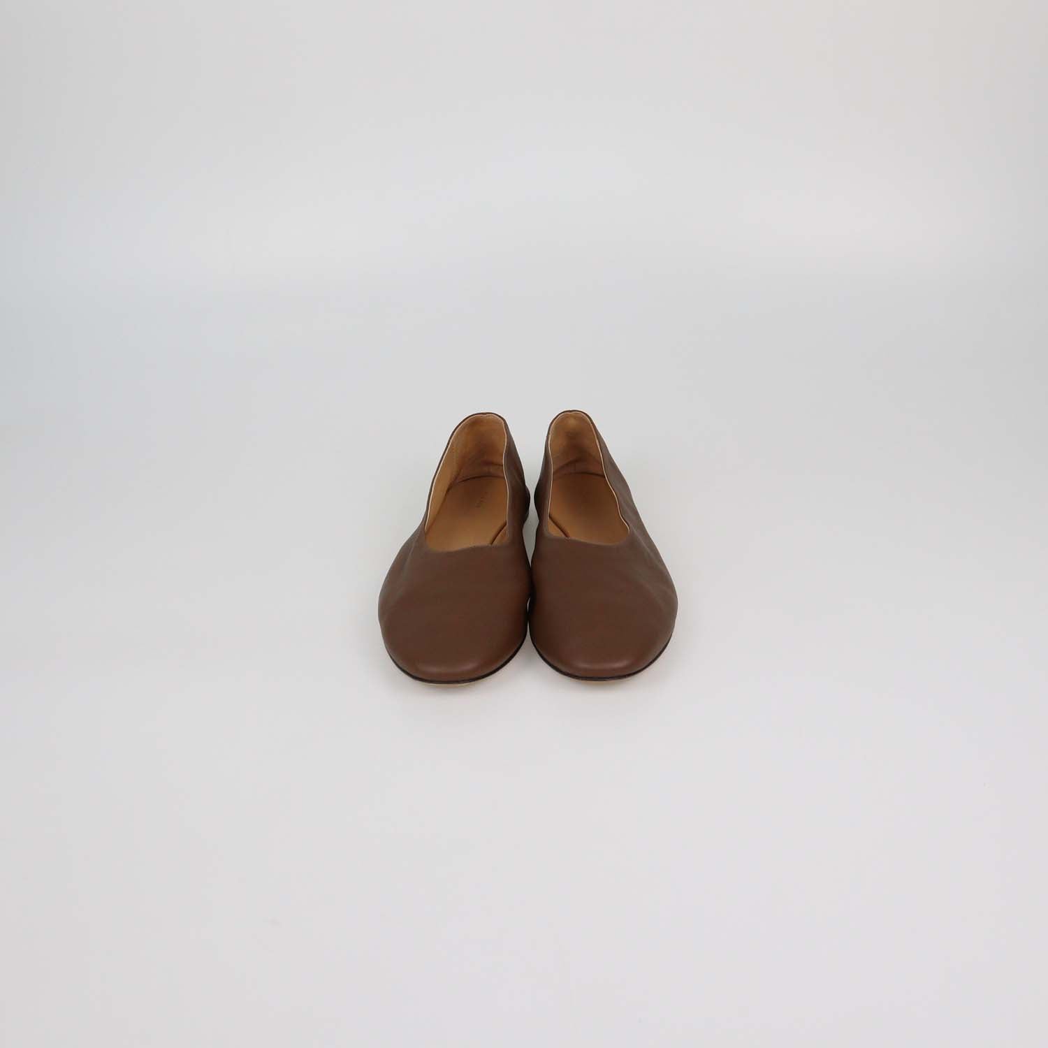 The Row Brown Leather Awar Ballet Flats