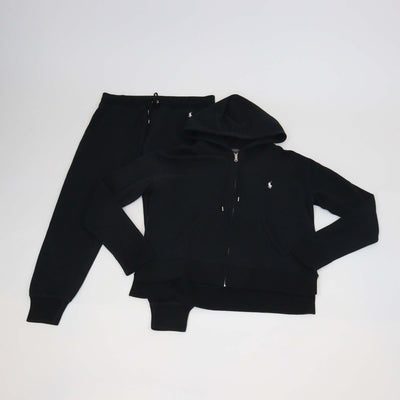 Ralph Lauren Black Cotton Logo Embroidered Full-Zip Hoodie & Track Pants Set