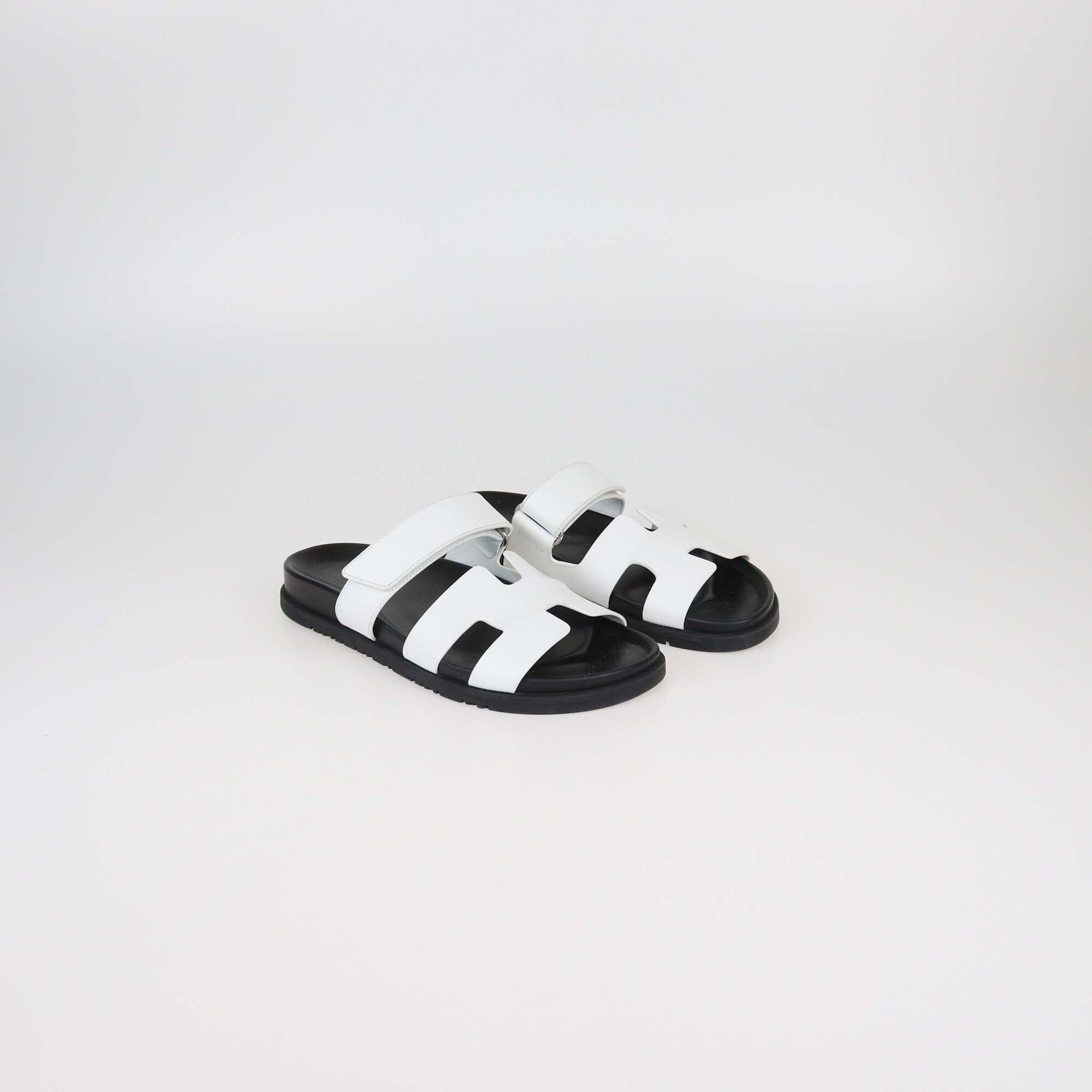 Hermes White Chypre Sandals Womens Hermes 