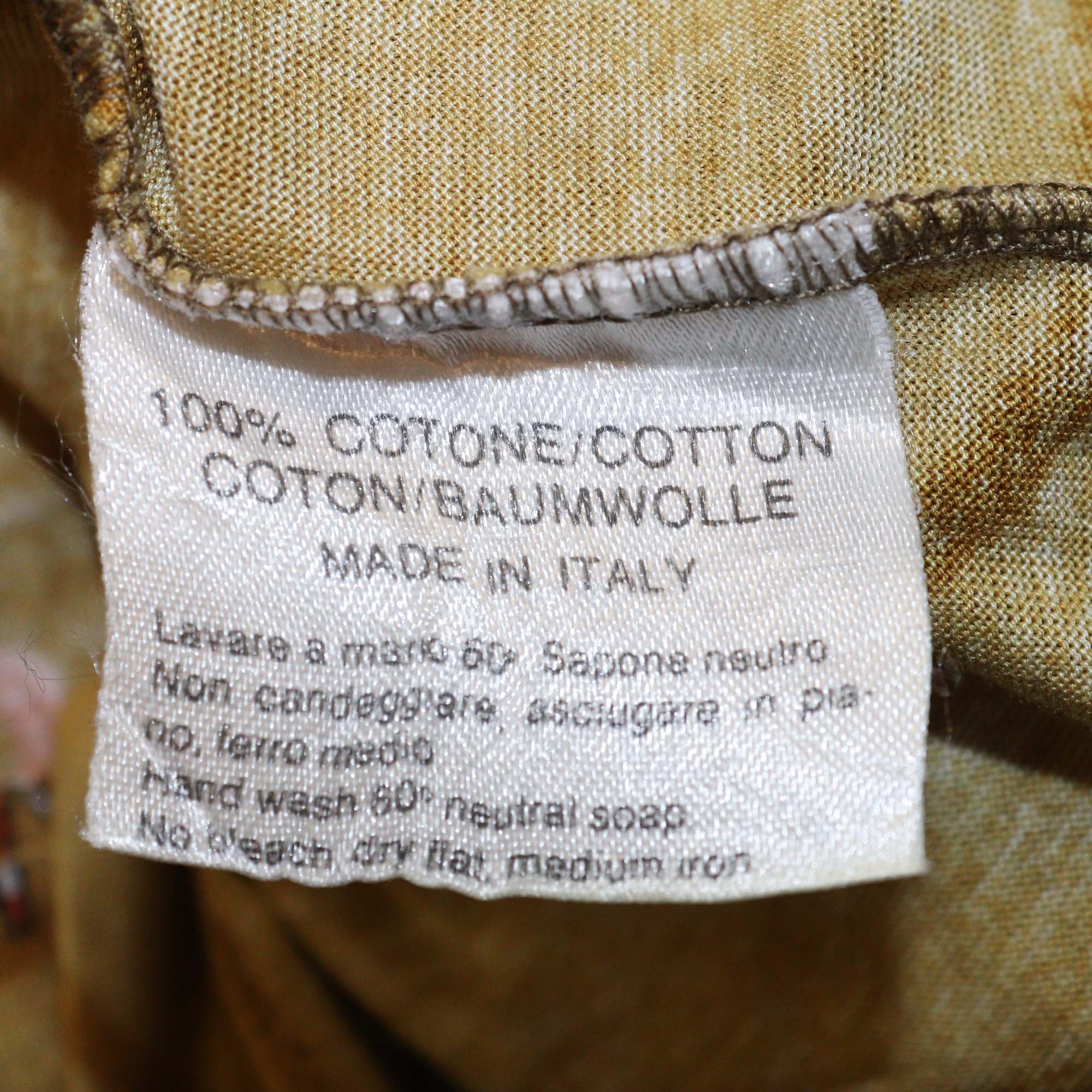 Hermes Khaki Marine Life Print Vintage Short Sleeve T-Shirt Dress