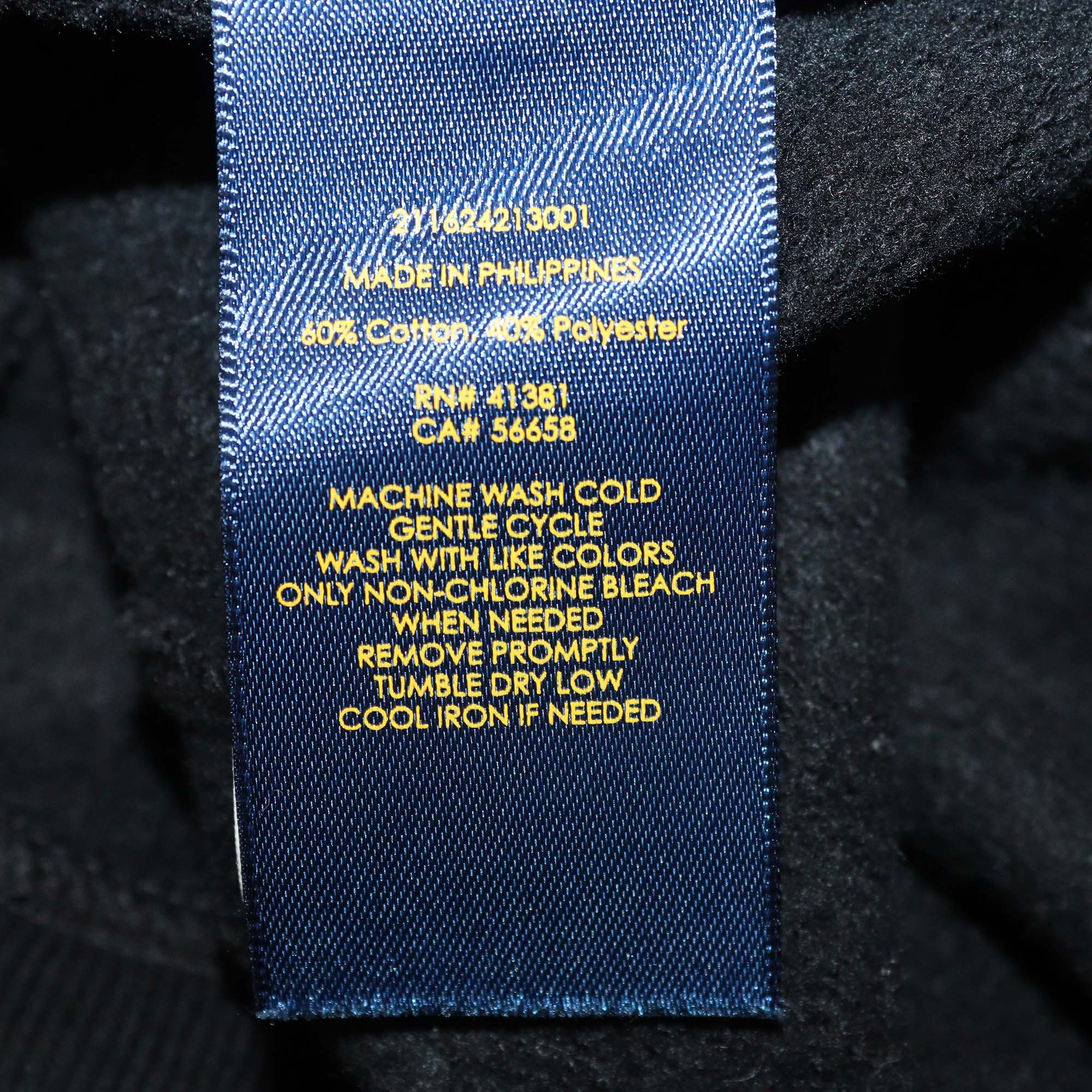 Ralph Lauren Black Cotton Logo Embroidered Full-Zip Hoodie & Track Pants Set