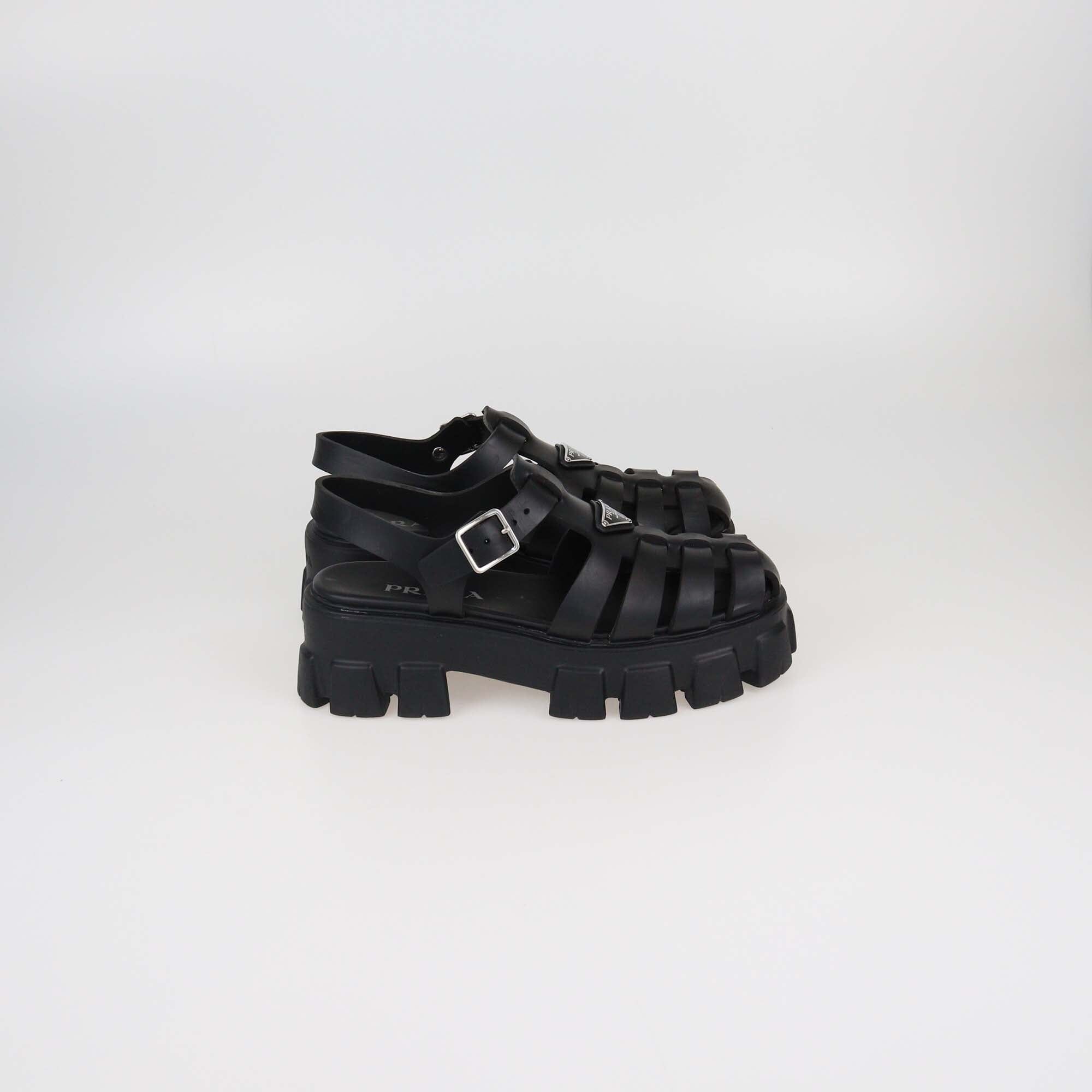 Prada Black Monolith Sandals Womens Prada 