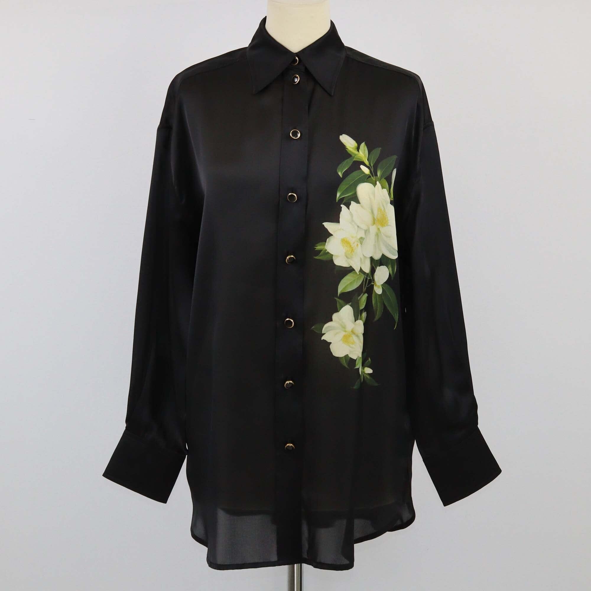 Zimmermann Black Harmony Floral Flared Longsleeve Shirt Womens Zimmermann 