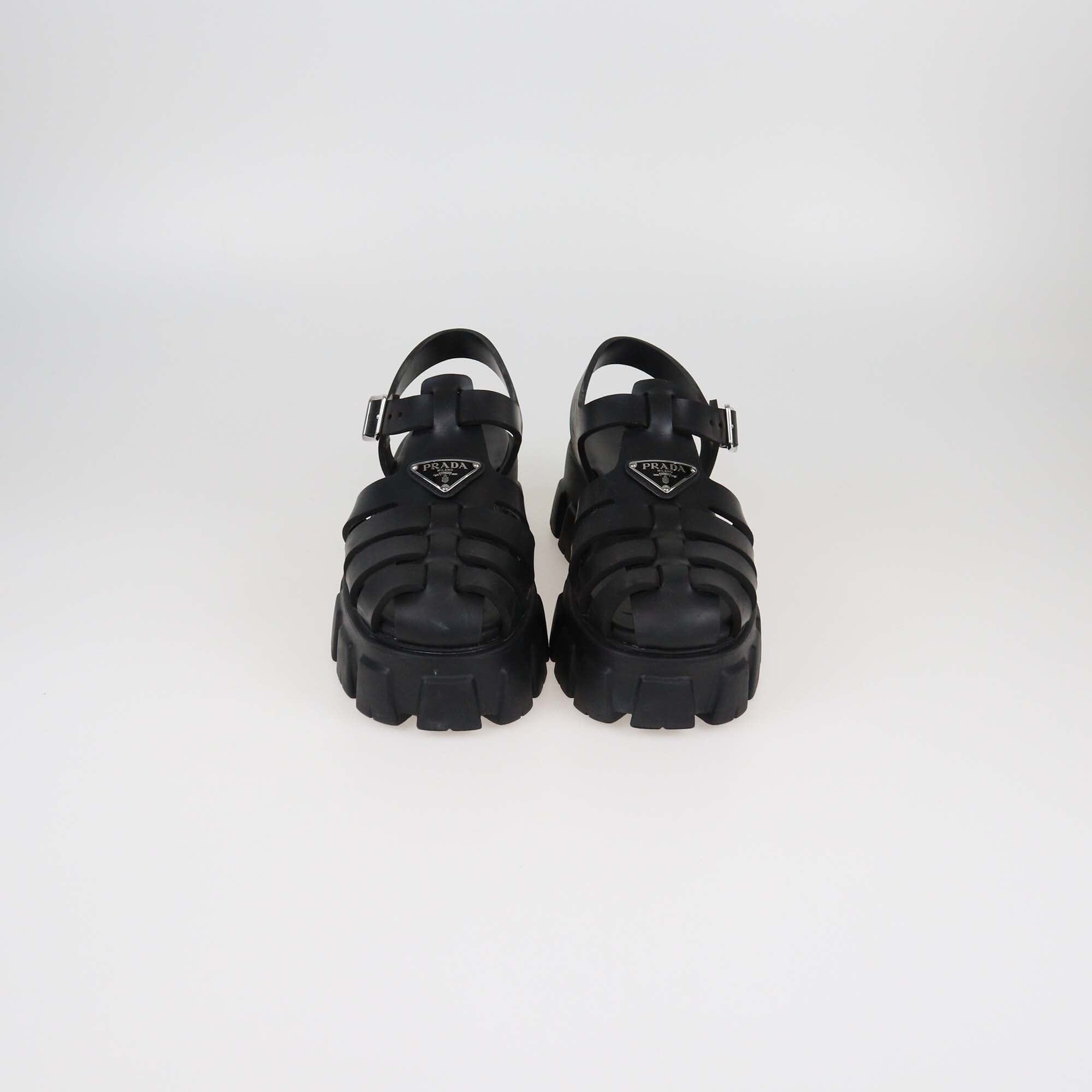 Prada Black Monolith Sandals Womens Prada 