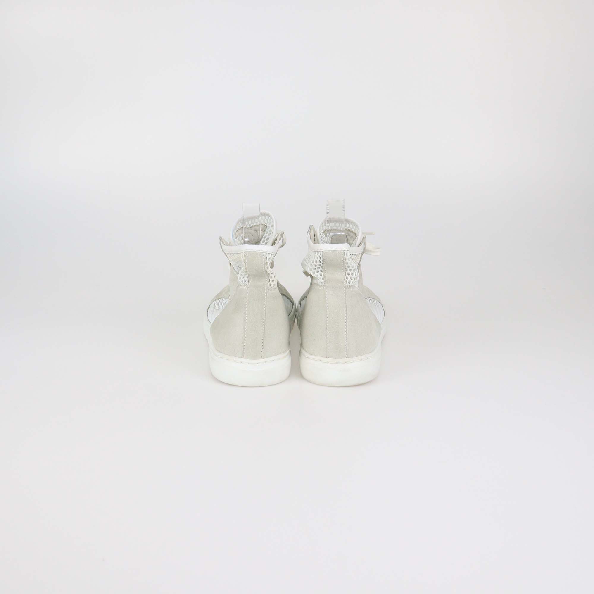 Chanel Beige/White Suede and Mesh High Top Sneakers