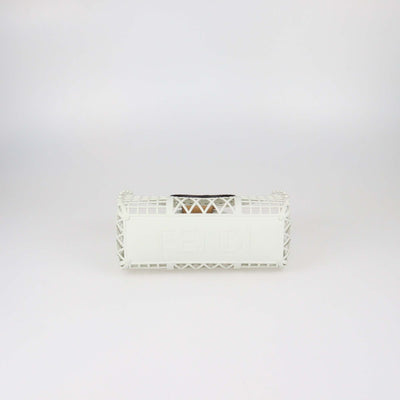 Fendi White/Dark Honey Plastic Mini Basket Bag