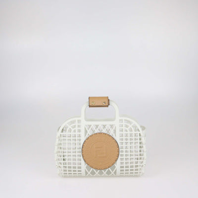 Fendi White/Dark Honey Plastic Mini Basket Bag