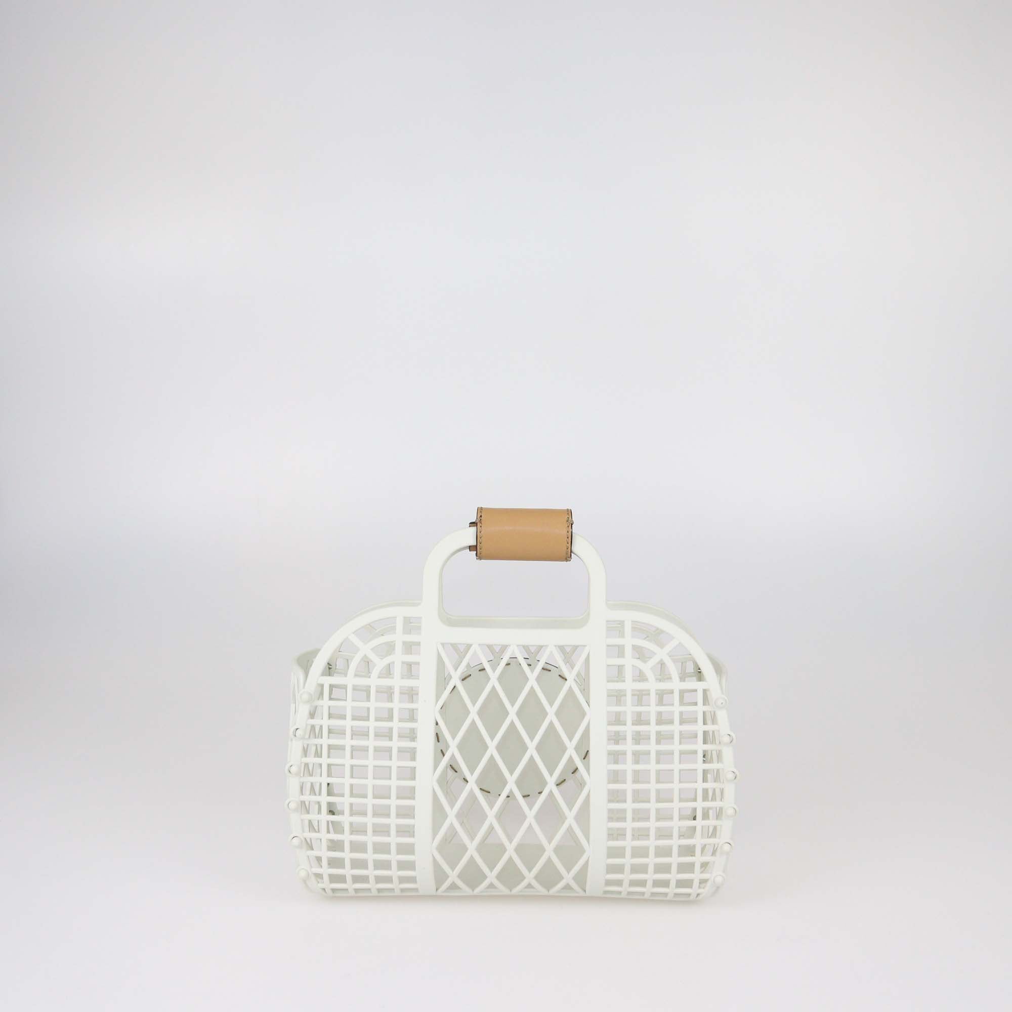 Fendi White/Dark Honey Plastic Mini Basket Bag