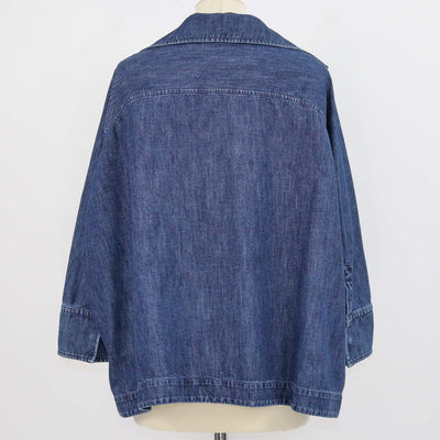Valentino Blue Denim V Logo Three Quarter Sleeve Chambray Top