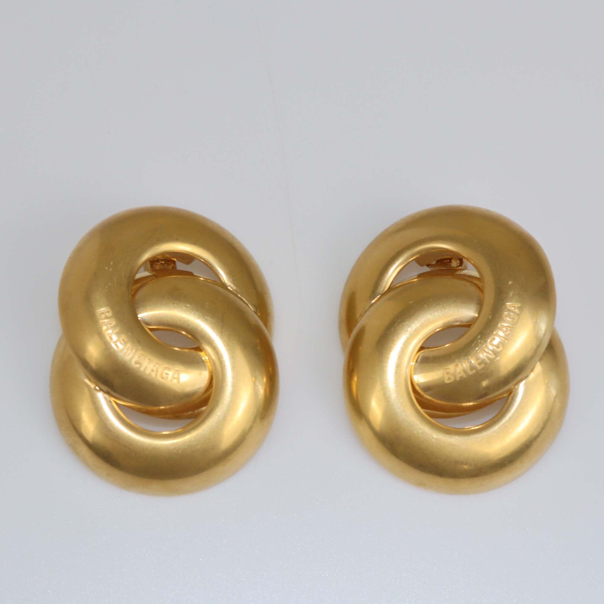 Balenciaga Gold Toned Twin Earrings Jewellery Balenciaga 