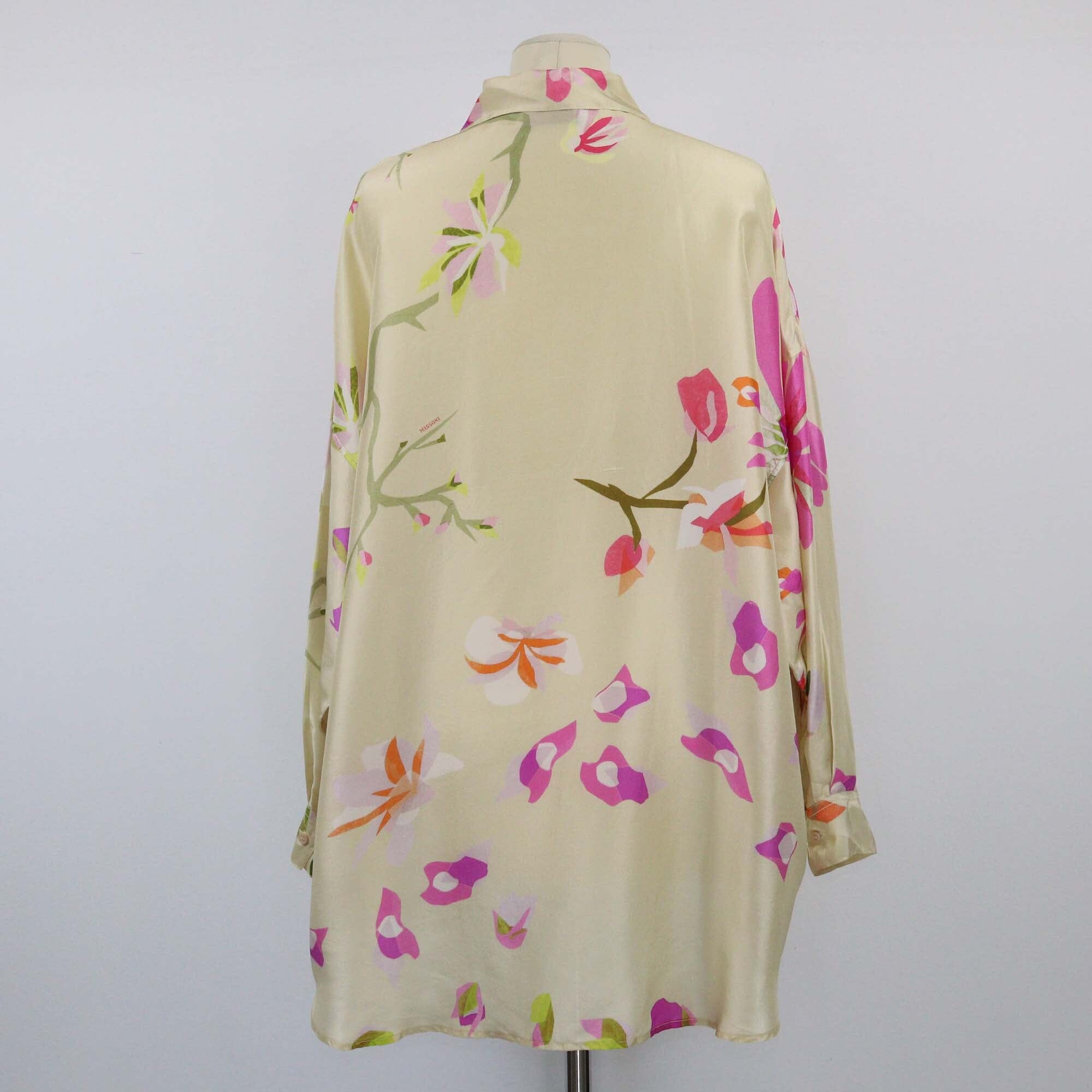 Missoni Multicolor Floral Printed Silk Longsleeve Shirt Womens Missoni 