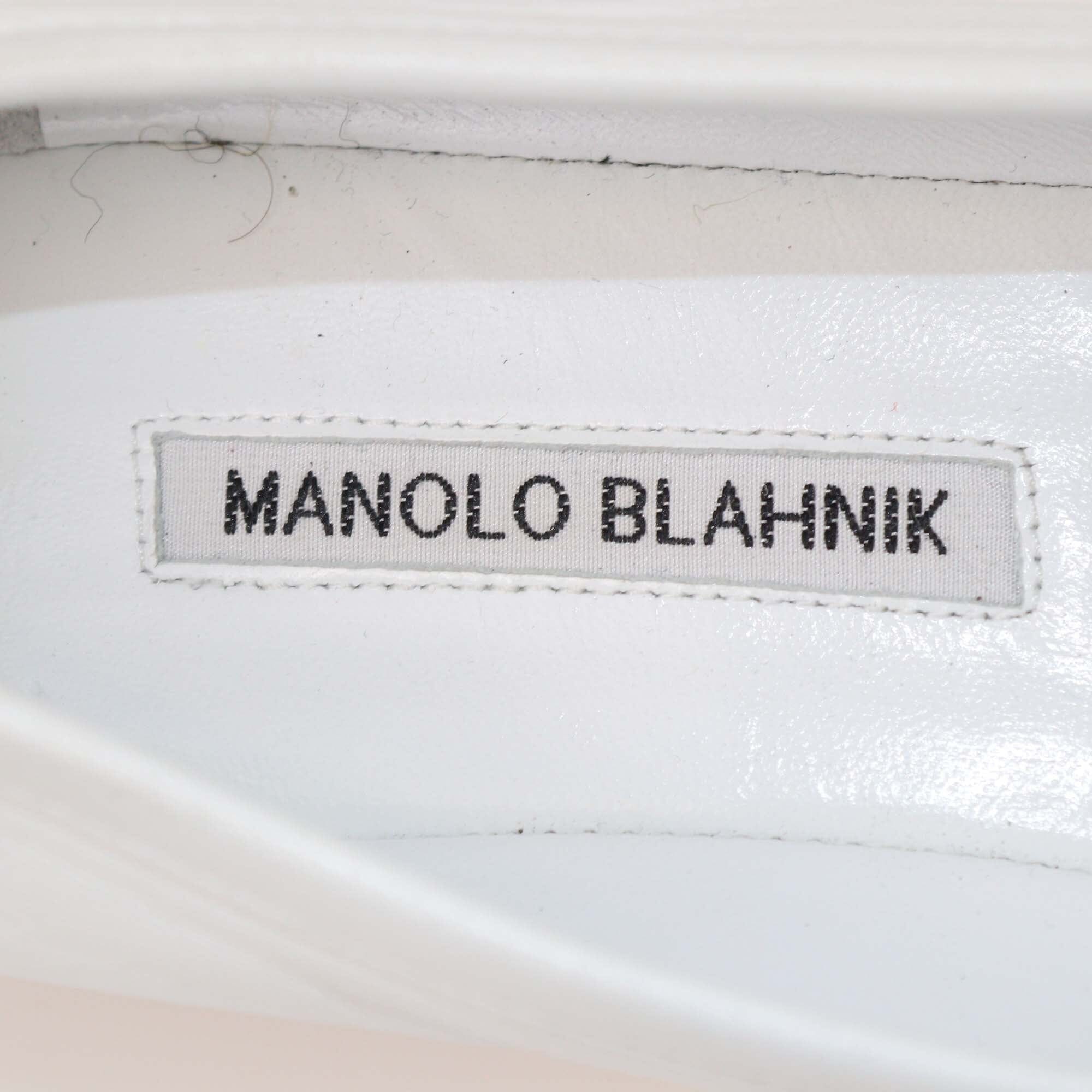 Manolo Blahnik White Veralli Bow Ballet Flats Womens Manolo Blahnik 