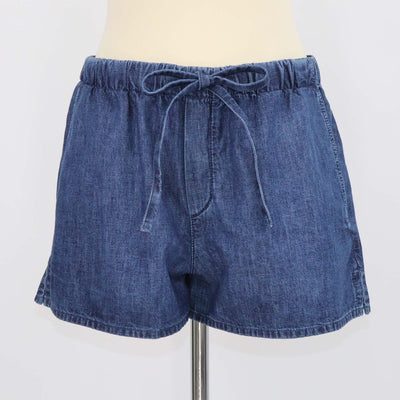 Valentino Blue Denim V Logo Drawstring Chambray Mini Short