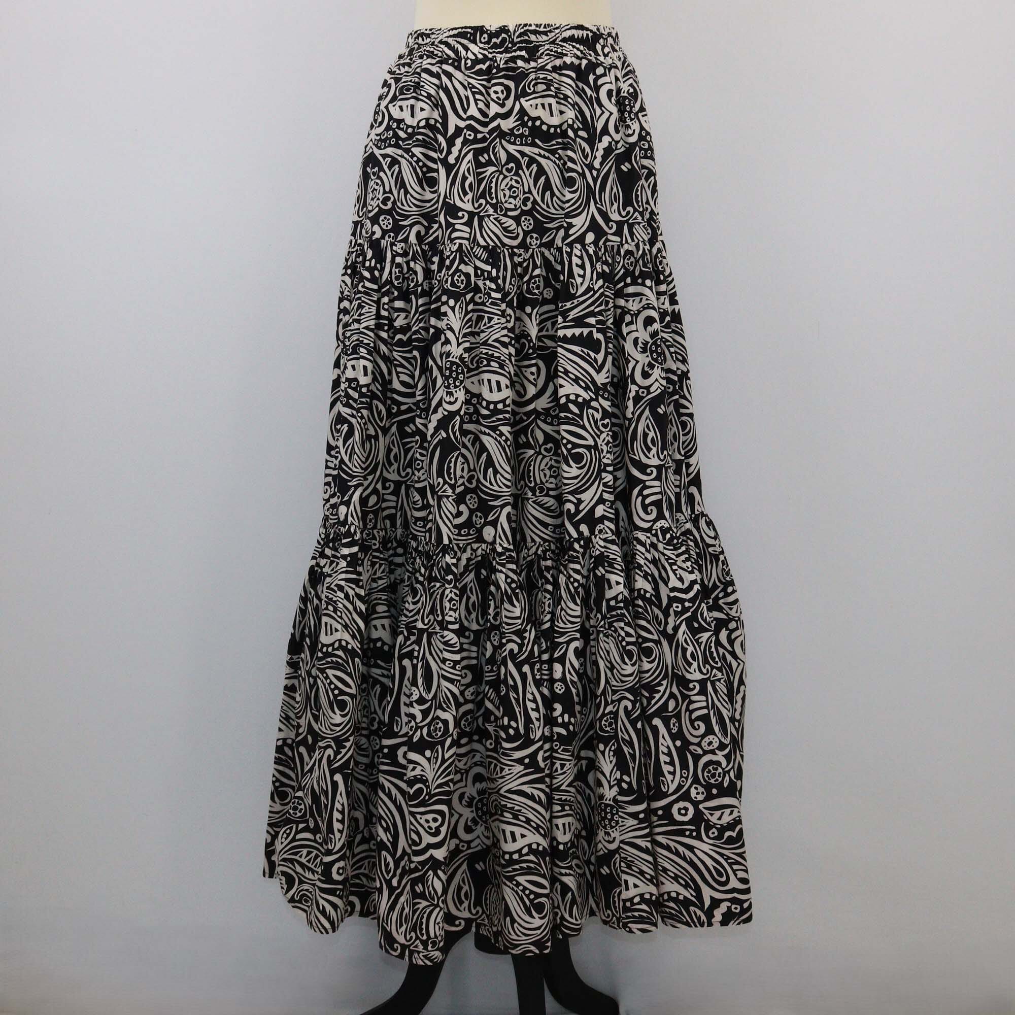 La DoubleJ Black/White Paisley Floral Print Maxi Skirt Womens La Double J 