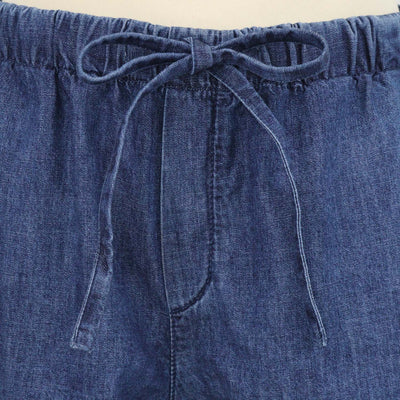 Valentino Blue Denim V Logo Drawstring Chambray Mini Short